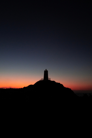 Lighthouse, silhouette, sunset, 240x320 wallpaper