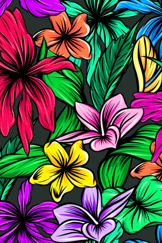 Abstract, colorful, flowers, digital art, 240x320 wallpaper