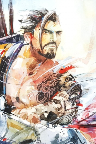 Hanzo, overwatch, online game, archer, art, 240x320 wallpaper