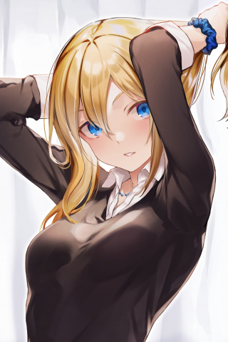 Anime girl, blue eyes, blonde, original, 240x320 wallpaper
