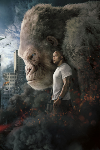 Rampage, 2018 movie, gorilla, poster, 240x320 wallpaper