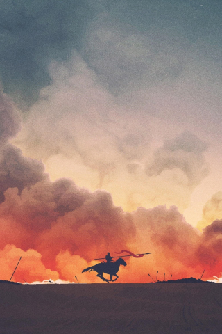Game of thrones, tv show, art, fire and smoke, 240x320 wallpaper