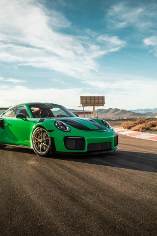 Green, on-road, Porsche 911 GT3, 240x320 wallpaper