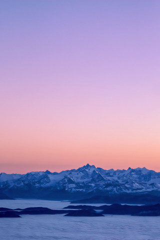 Sunset, clean skyline, mountains' range, nature, 240x320 wallpaper