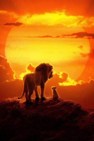 The lion king, lion and cub, 2019 movie, 240x320 wallpaper