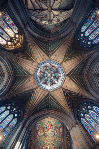 Ceiling, cathedral, symmetrical interior, architecture, 240x320 wallpaper