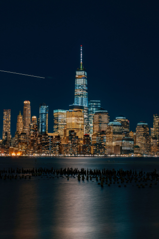 New york, buidlings, city, night, 240x320 wallpaper