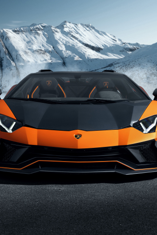 Novitec Lamborghini Aventador Ultimate roadster, orange-black car, 2023, 240x320 wallpaper