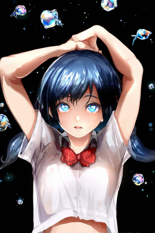 Cute anime girl, original, 2020, blue eyes, 240x320 wallpaper