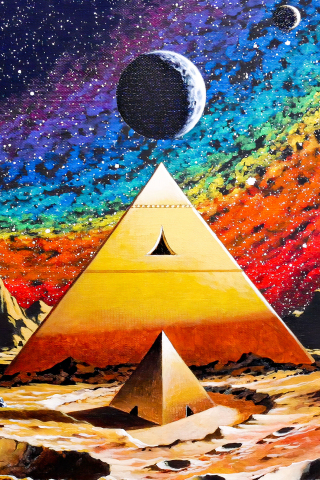 Fantasy, valley of the golden pyramids, artwork, 240x320 wallpaper