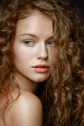 Girl model, pretty, curly hair, 240x320 wallpaper