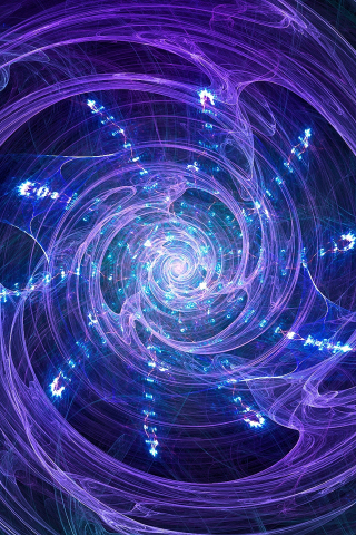 Circles, fractal, swirling effect, bright purple-blue, 240x320 wallpaper