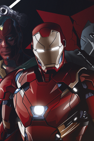 Avengers, marvel superheroes, team, artwork, 240x320 wallpaper