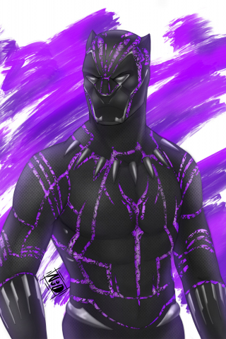 Black panther, superhero, fan artwork, 240x320 wallpaper