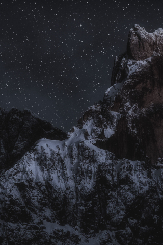 Starry sky, mountain peak, rocky mountain, nature, 240x320 wallpaper