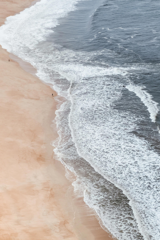 Sea waves, beach, aerial view, 240x320 wallpaper