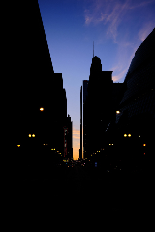 City street, dark, buildings, silhouette, 240x320 wallpaper