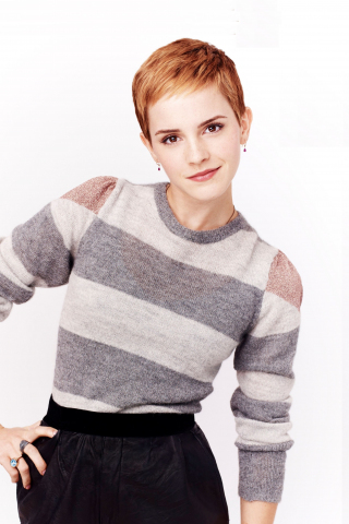 Emma Watson, short hair, beautiful, actress, 240x320 wallpaper