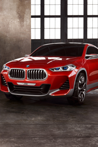 Red, front, BMW X2, 240x320 wallpaper