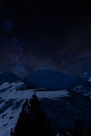 Night, winter, landscape, hills, 240x320 wallpaper