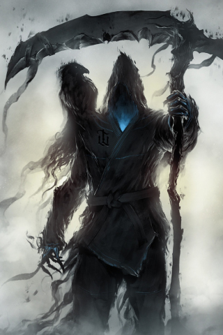 Fantasy, Grim Reaper, raven, dark, 240x320 wallpaper