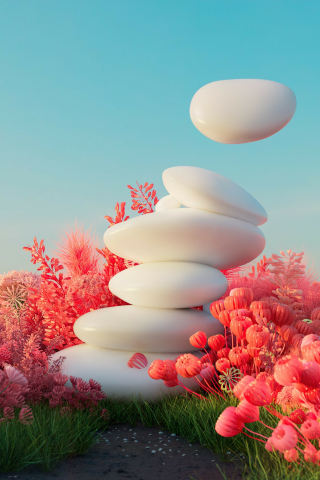 White rocks objects, bmwi oasis, abstract, 240x320 wallpaper