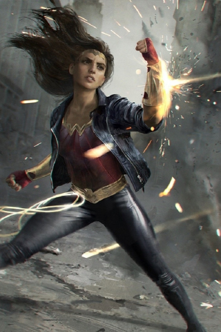 Wonder woman, fight, superhero, artwork, 240x320 wallpaper