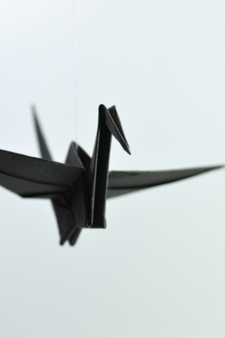 Origami, paper bird, black, minimal, 240x320 wallpaper