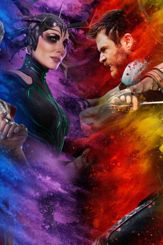 Thor: Ragnarok, movie, colorful, art, 240x320 wallpaper