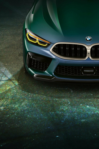 BMW M8, green and luxurious car, 240x320 wallpaper