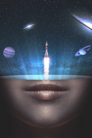 Universe exploration, space, planet, fantasy, face, 240x320 wallpaper