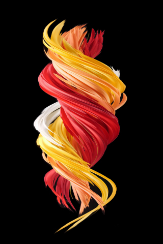 Colorful and twisted threads, floating in the air, abstract, 240x320 wallpaper