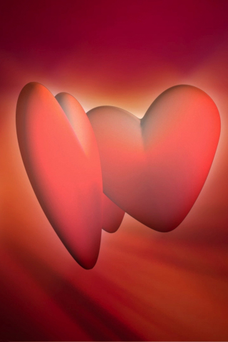 Red hearts, love, abstract, 240x320 wallpaper