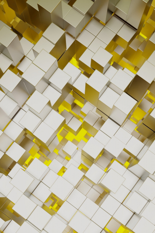 Structure, cubes, yellow-silver bars, abstract, 240x320 wallpaper
