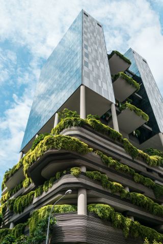 Modern & eco-friendly architecture, buildings with plants, 240x320 wallpaper