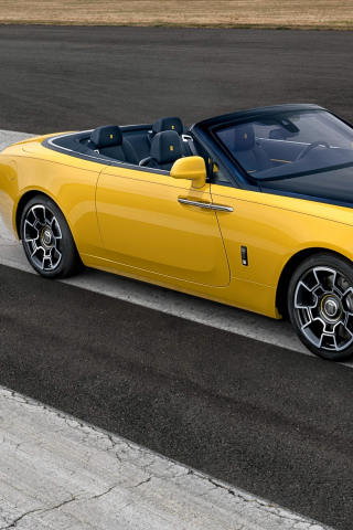 Yellow, Rolls-Royce Dawn, convertible, 240x320 wallpaper