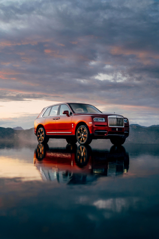 Off-road, Rolls-Royce Cullinan, red luxury car, 240x320 wallpaper