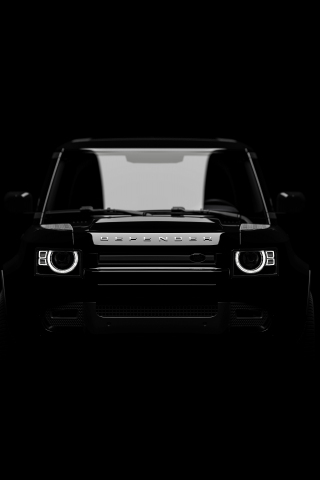 Dark, front view, Land Rover Defender, 2023 car, 240x320 wallpaper