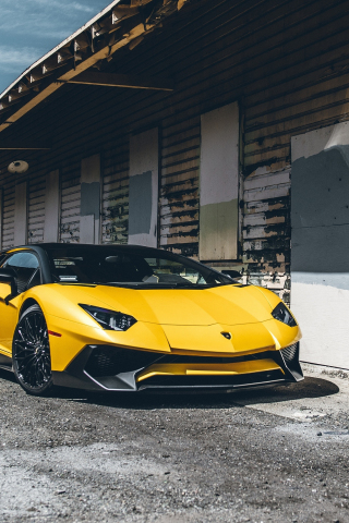 Download wallpaper 240x320 yellow, lamborghini aventador, sports car, old  mobile, cell phone, smartphone, 240x320 hd image background, 19342