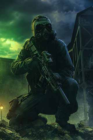 Men with gun, soldier of destruction, video game, artwork, 240x320 wallpaper
