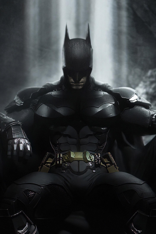 Batman, sitting on throne, dark, superhero art, 240x320 wallpaper