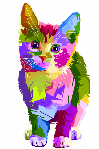 Colorful, kitten, art, cat, 240x320 wallpaper