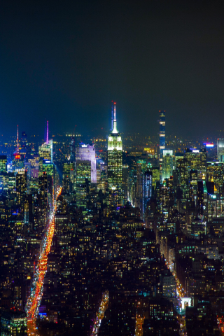 New York, buildings at night, cityscape, 240x320 wallpaper