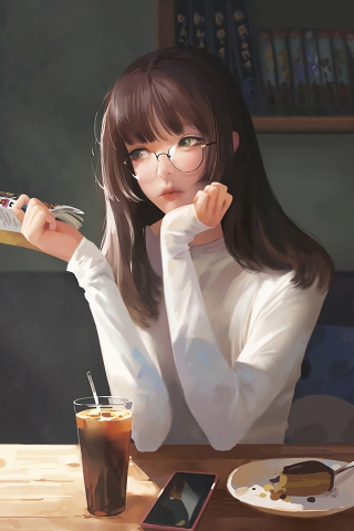 Cute, anime girl, artwork, breakfast, 240x320 wallpaper