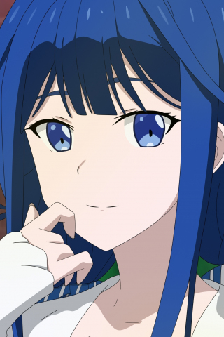 Aki Adagaki, cute, anime girl, blue hair, 240x320 wallpaper