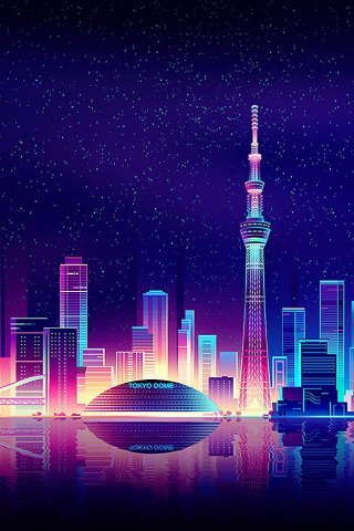 Tokyo, cityscape, buildings, digital art, 240x320 wallpaper