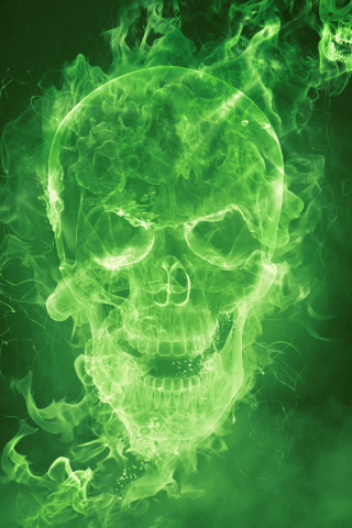 Mortal Kombat mobile, green fire, skull, 240x320 wallpaper