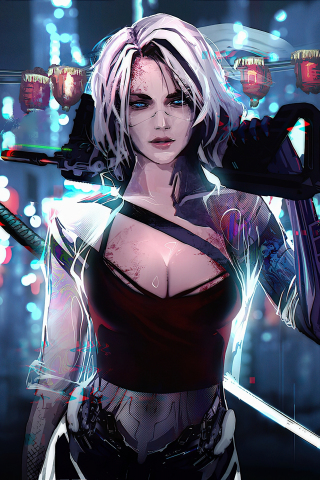 Beautiful, cyborg girl, fantasy, art, 240x320 wallpaper