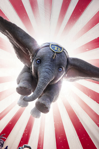 Dumbo, flying elephant, cute animal, poster, 240x320 wallpaper