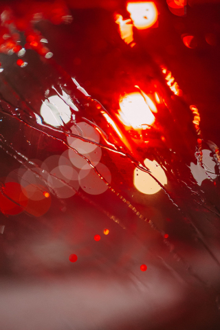 Glare, bokeh, red lights, surface, glass, 240x320 wallpaper